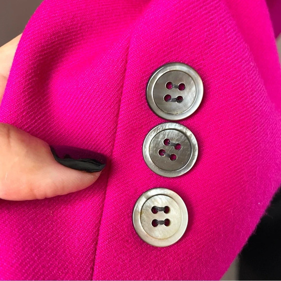 Vintage Oversized Pink Fuchsia 100% Wool Blazer Small/Medium - Picture 2 of 12